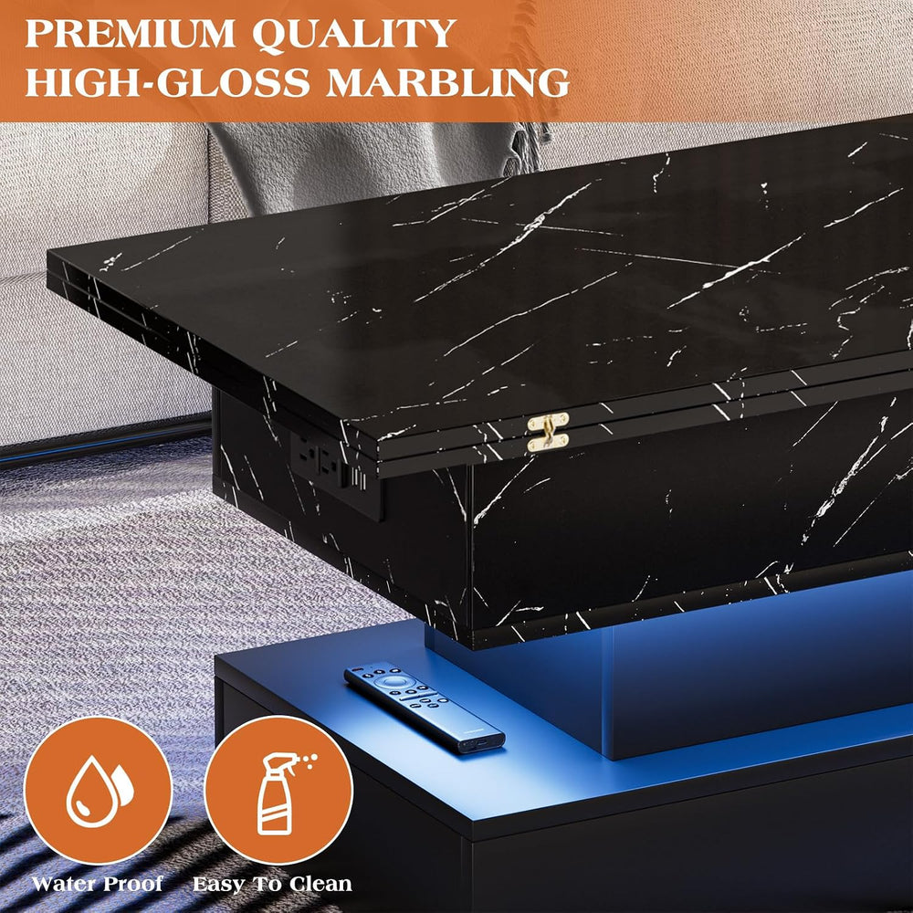 SYESWAY 39.4" Lift Top Coffee Table with Charging Station Black