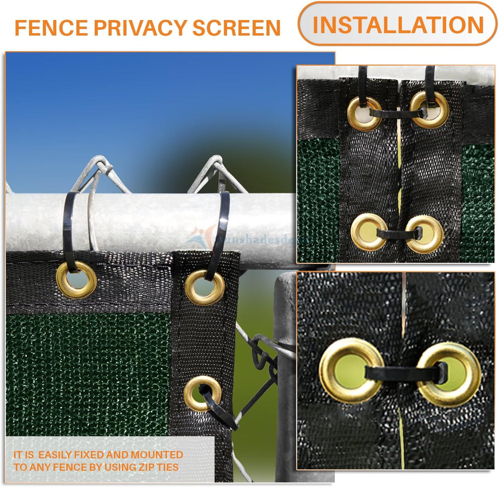 TANG 4' x 50' Privacy Fence Screen Green Shade Cloth with Grommets, C...