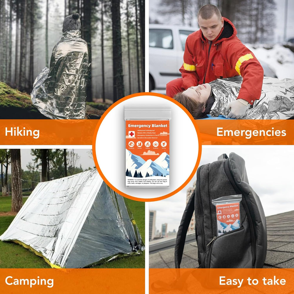 Emergency Mylar Blankets, Survival Space Blanket, 50 Pack