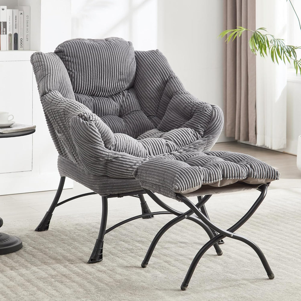 Lazy Chair with Ottoman, Grey