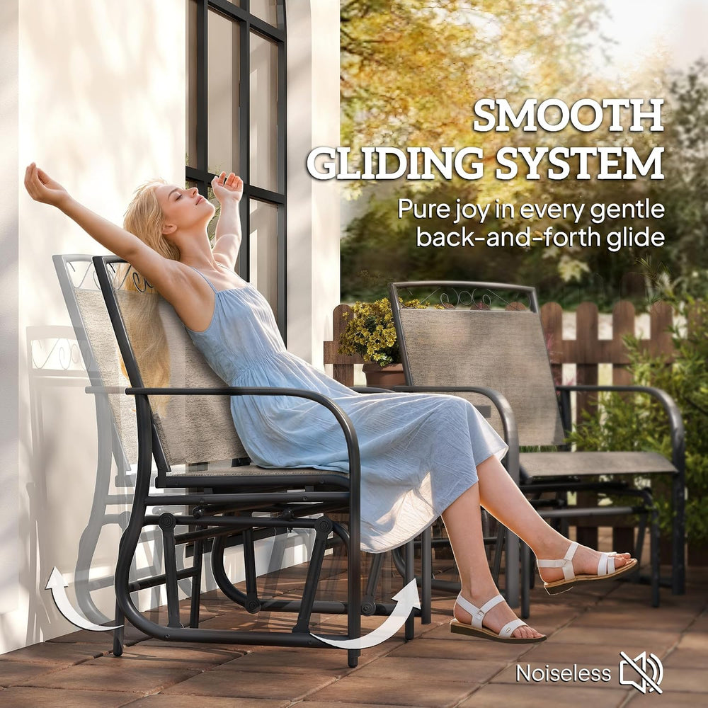 Outsunny Outdoor Glider Chairs with Coffee Table Patio 2-Seat Brown