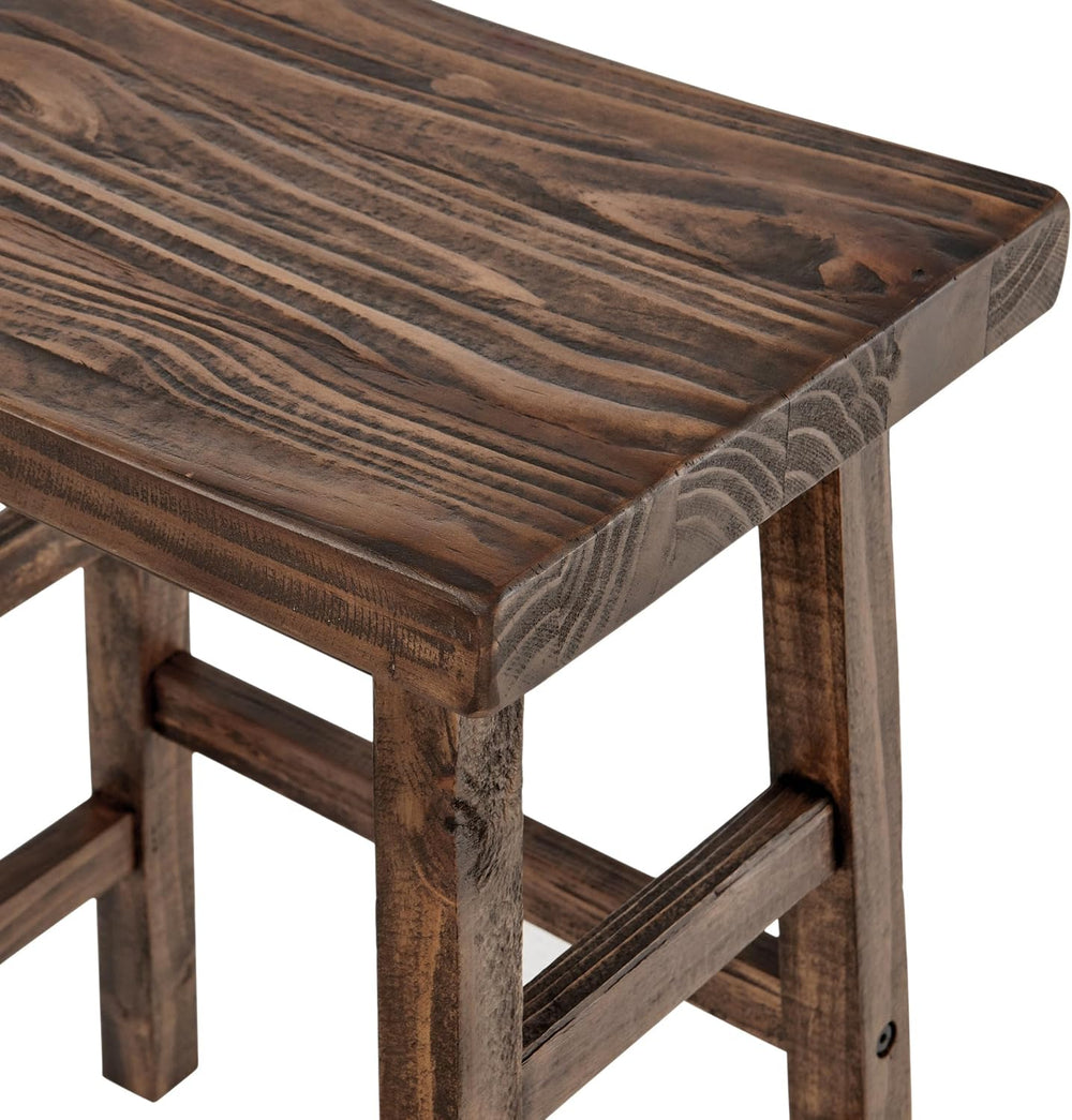 Alaterre Pomona Solid Wood Dining Bar Stool, Rustic Brown, 26 Inch