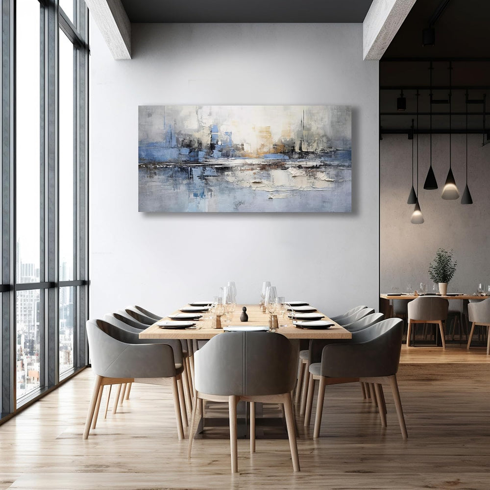 VHMING Abstract Wall Art Wall Decor Blue and Gray White Modern Canvas Wall Pa...
