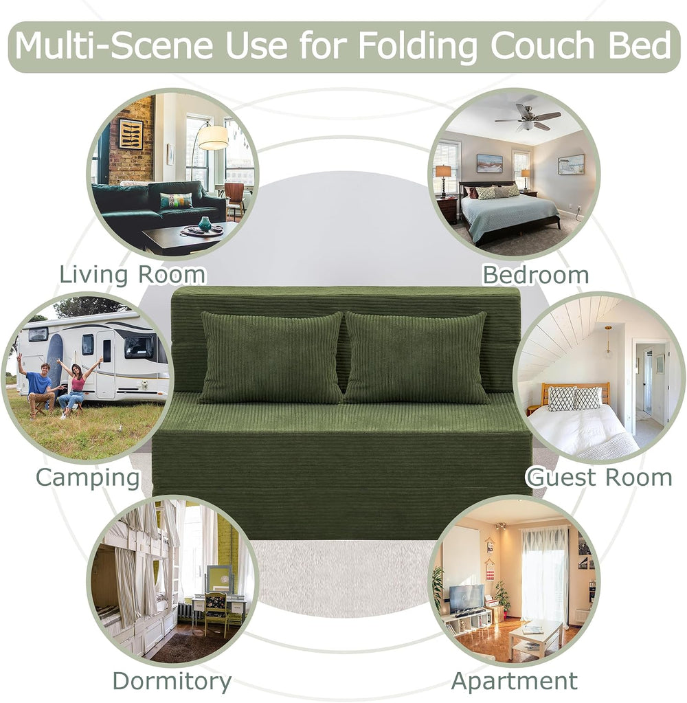 Folding Sofa Bed, Convertible Sleeper Chair Bed, Floor Sofa with Bag