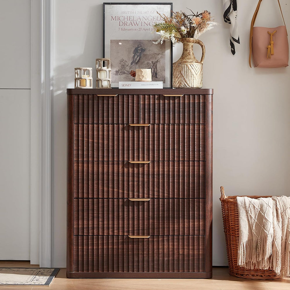 LEYAOYAO Fluted 6 Drawers Dresser for Bedroom Set of 2, 42" Tall Modern ...