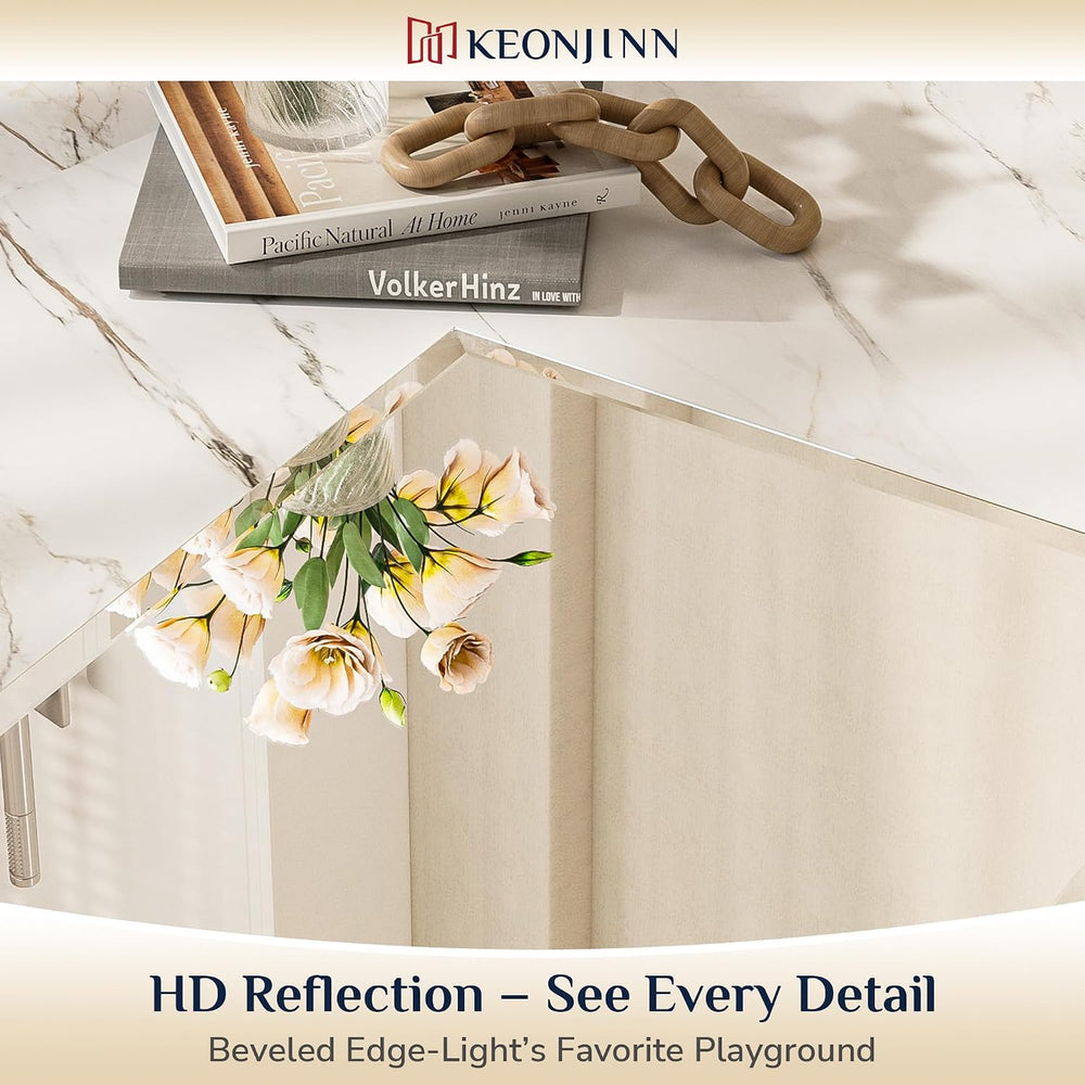 Keonjinn 16x24 Inch Small Frameless Bathroom Mirrors for Wall, Modern Style