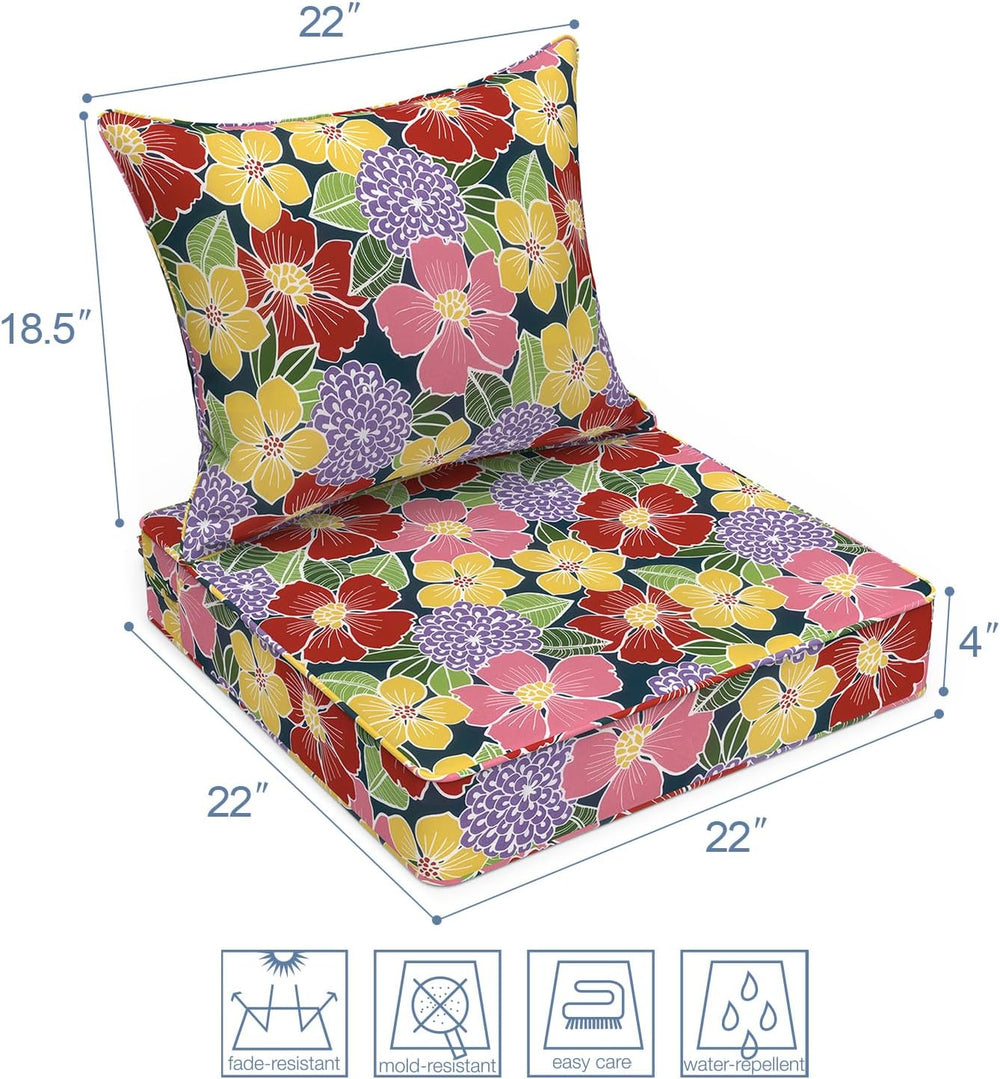 LVTXIII Outdoor Deep Seat Cushion Patio Seat and Back Cushion Set Seasonal Ch...