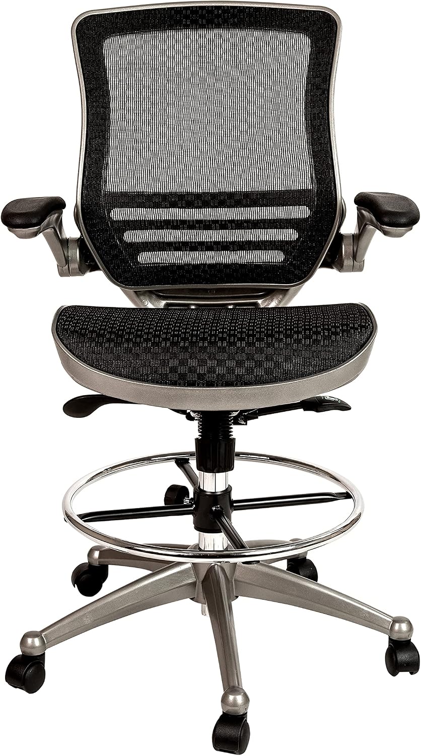 Flash Furniture Mesh Drafting Chair, Black/Graphite Silver