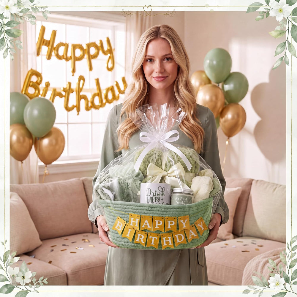 Zopeal Gift Basket Set for Women Birthday Relaxing Spa Care,Green