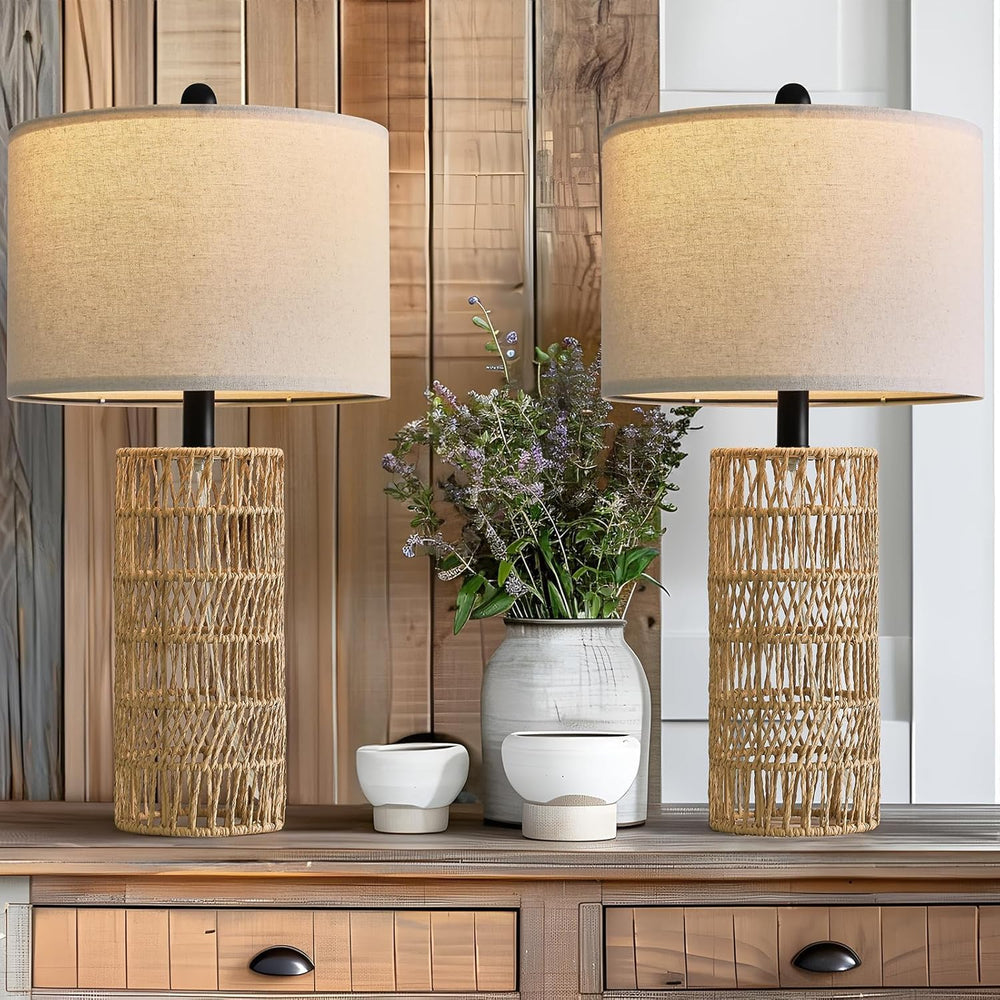 OYEARS 22.5" Boho Table Lamps Set of 2 for Living Room, Bedside Lamp for...