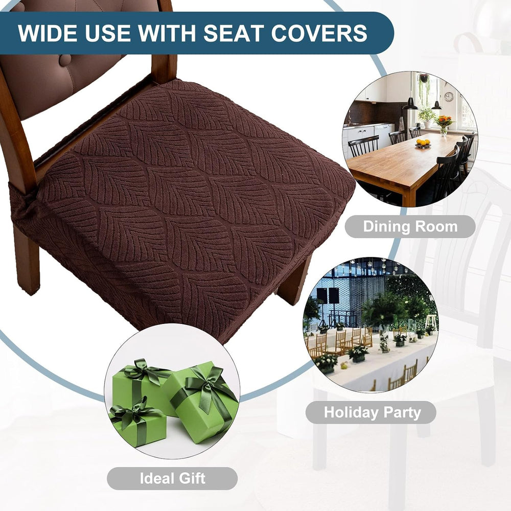 Waterproof Stretch Chair Seat Covers, Set of 4 Chocolate