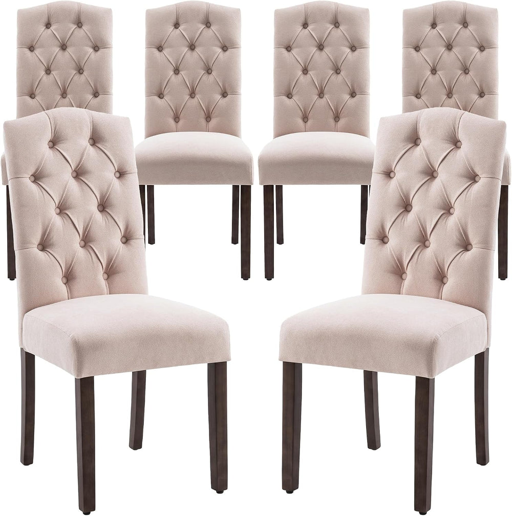 Tufted Dining Chair Fabric Button Upholstered Modern Kitchen Diner Set of 6