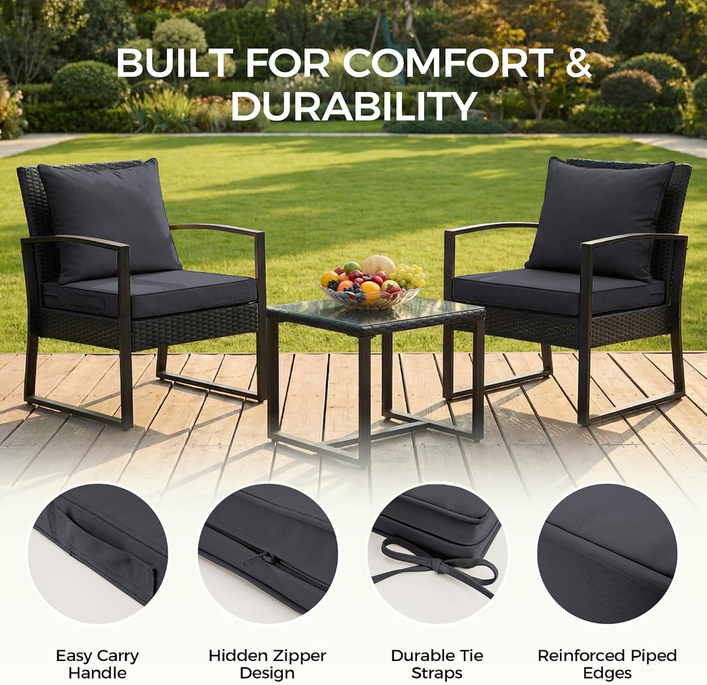 UNIKOME 19"x19"x3" Outdoor Chair Cushions Set - Waterproof Pat...