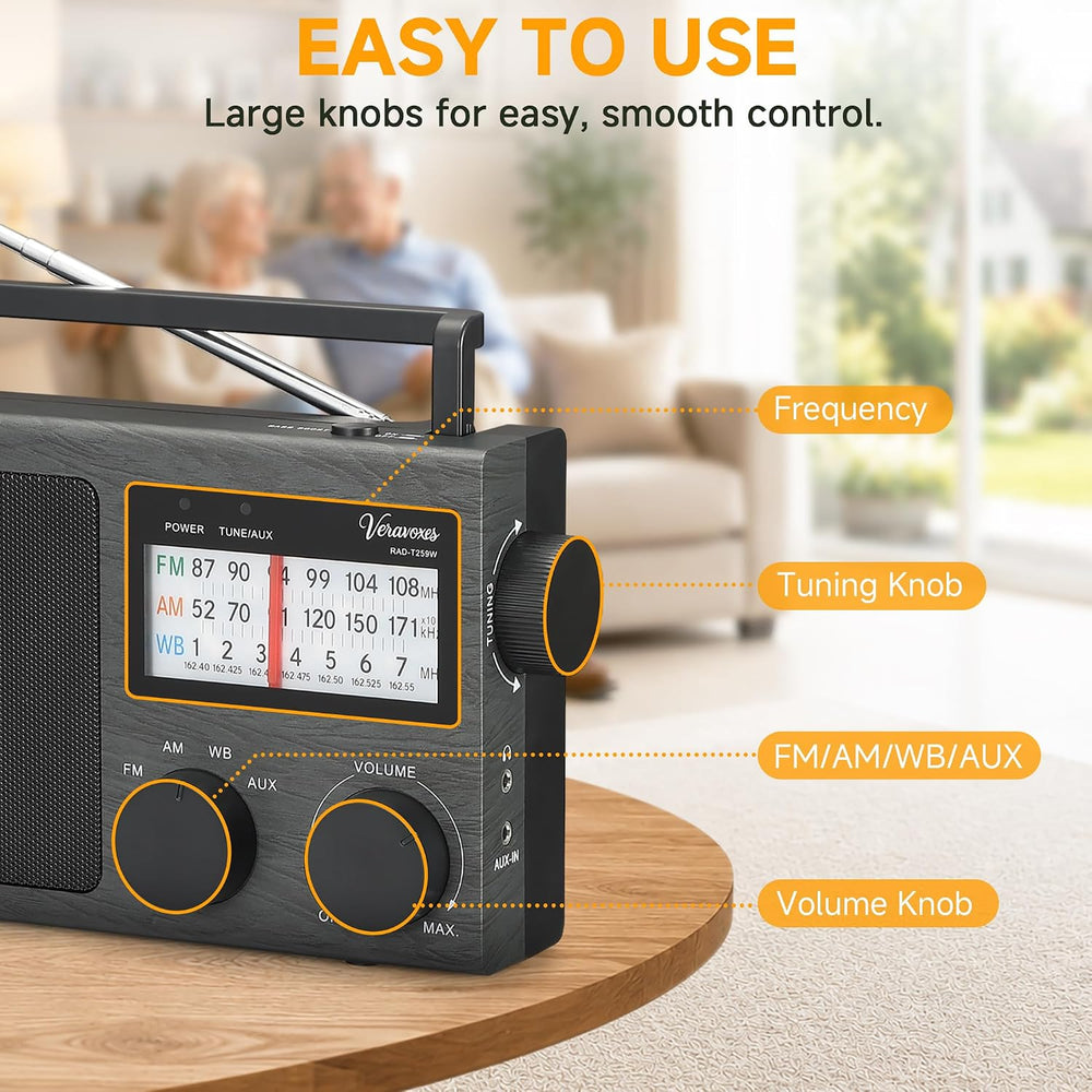 Portable NOAA Weather AM FM Radio AC & Battery Powered