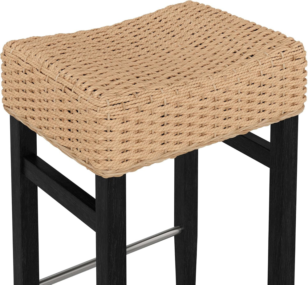 Nathan James Harvey Rattan Bar Stool, Bohemian Counter Height Stool with Wove...