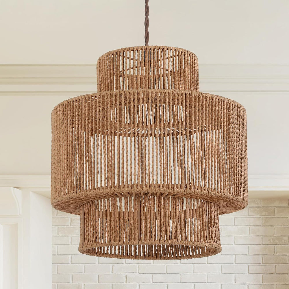 Boho Rattan Lamp Shades for Pendant Light Chandelier Floor Lamps Replacement,...
