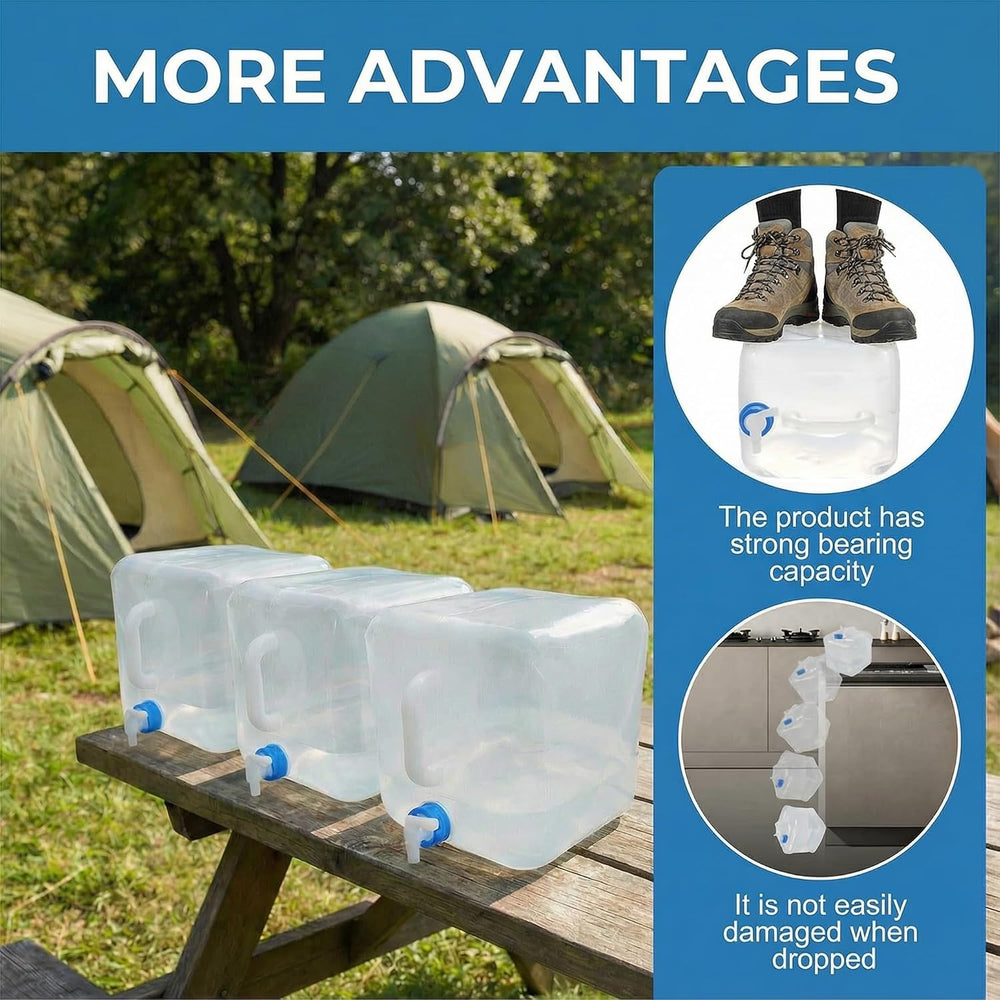 3 Pack 5.3 Gal Collapsible Water Storage Container Jug with Spigot