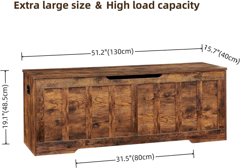 VANKILEY 51.2" Storage Chest Extra Large,Wooden Storage Bench(Rustic Brown)