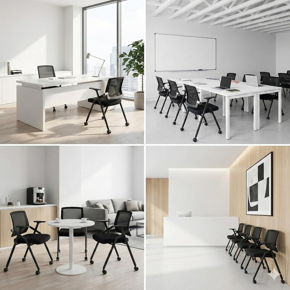10 Pack Conference Room Chairs with Paddle Folding Office Chair Foldable Desk...