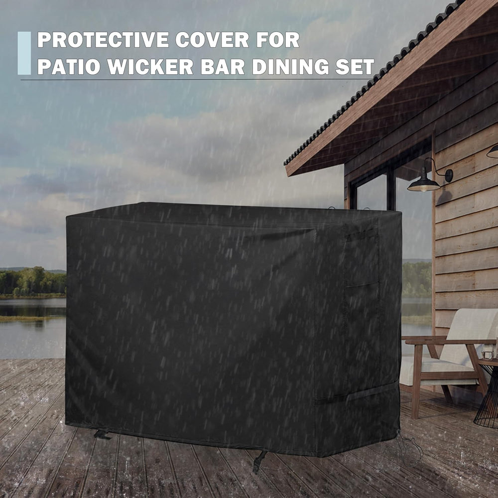 Patio High Top Dining Set Cover, Outdoor Bar Height Table and Chairs Cover fo...