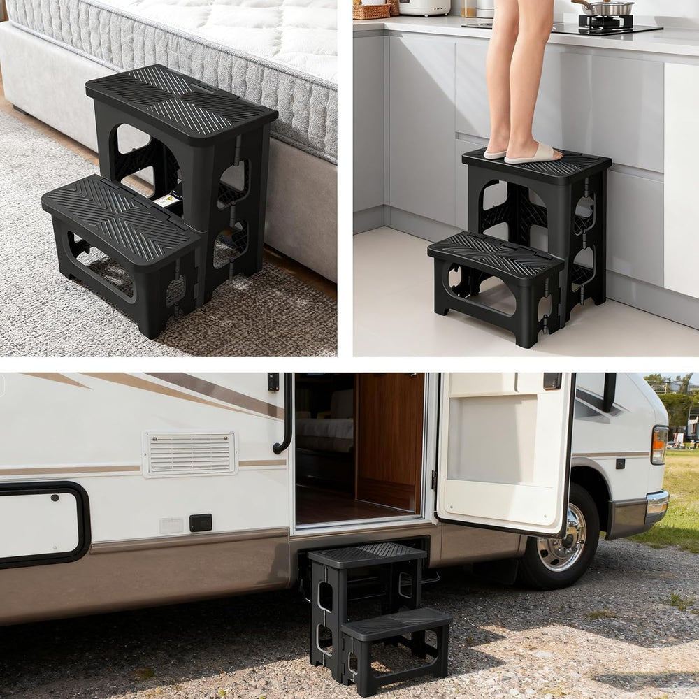 Collapsible 2-Step Stool, 8x17inch Non-Slip Hot Tub Steps Outdoor