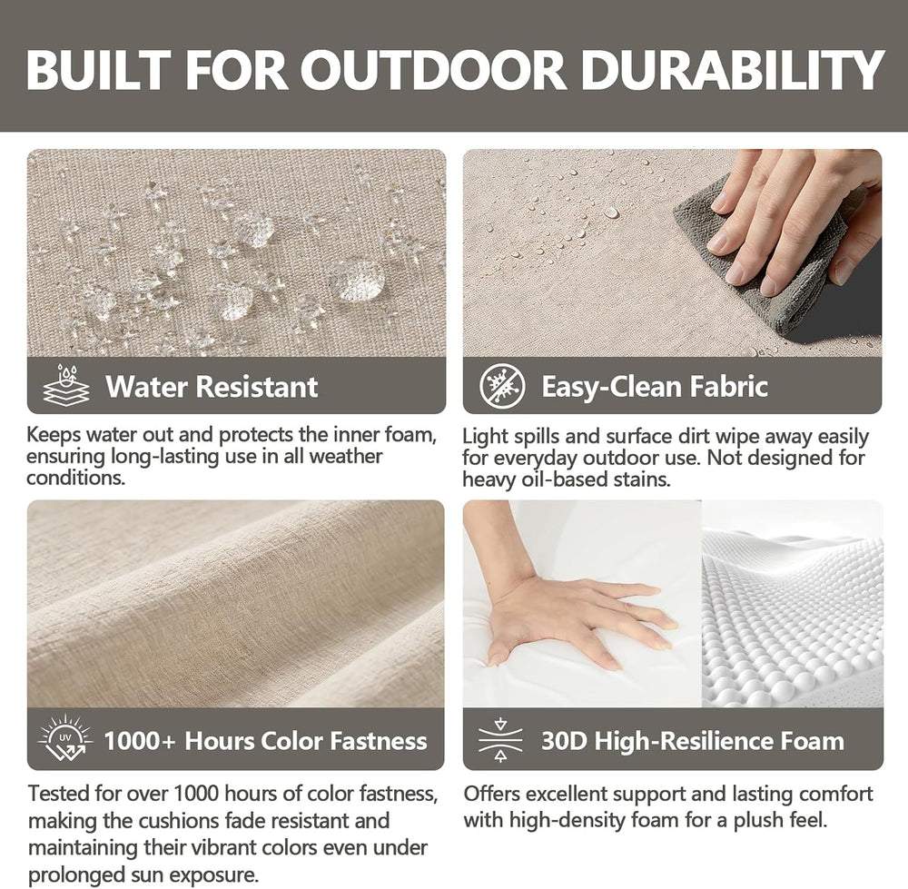Goodgoods 24x24 2-Pack Outdoor Deep Seat Cushions 30D Foam, Putty