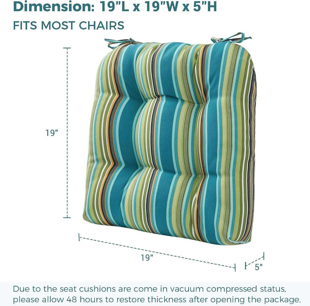Indoor/Outdoor Tufted Seat Cushions with Ties Set of 2, 19"x19" Cha...