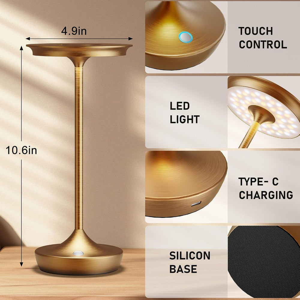 LED Rechargeable Cordless Outdoor 6000mAh Battery Table Lamp 2Pack Bronze