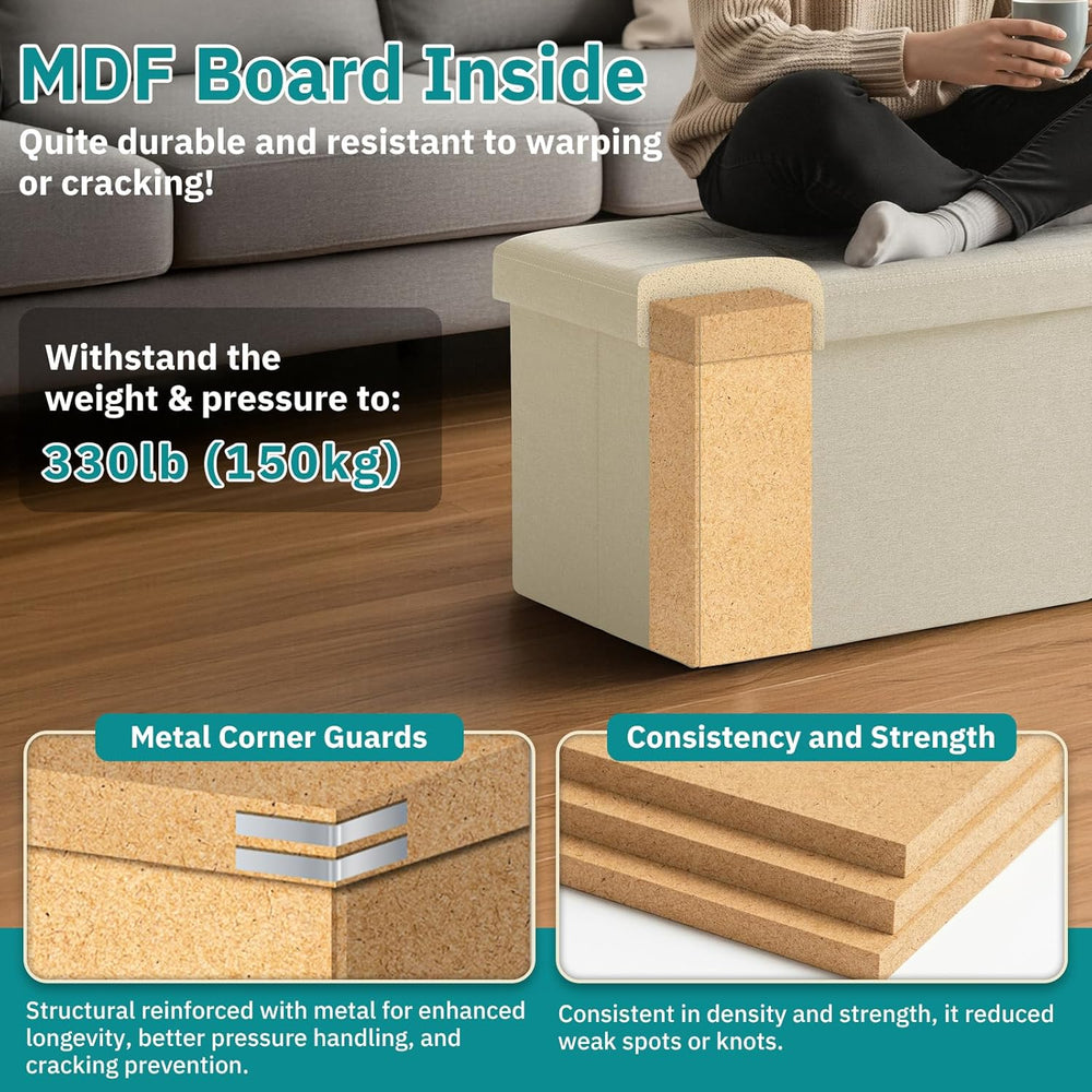 35-INCH Storage Ottoman Bench, Footrest with Storage, End of Bed Bench Coffee...