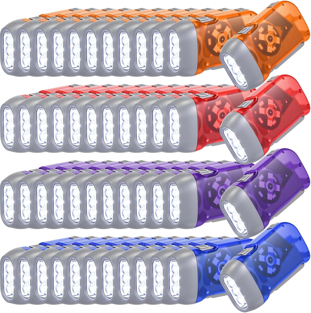 Leelosp 48 Hand Crank Flashlights,Red Blue Purple Orange