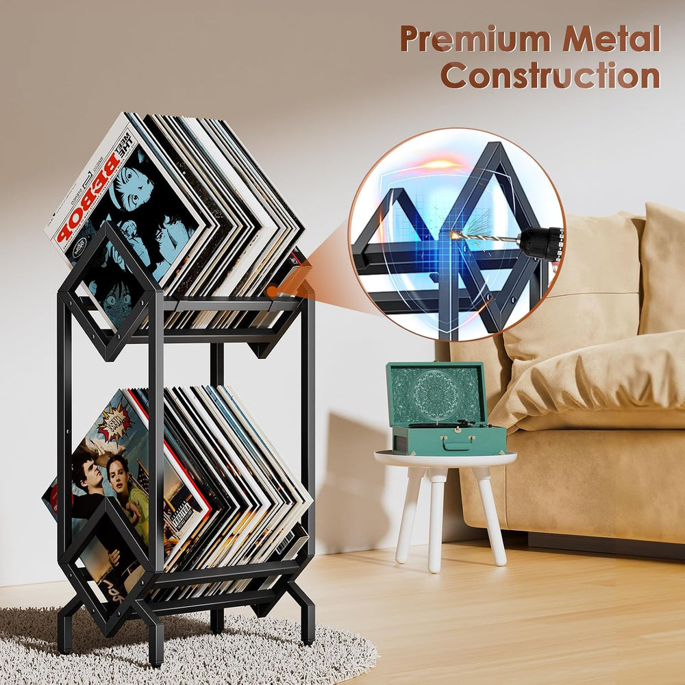 Vinyl Record Storage Rack, Record Holder 160-200 LP Storage Shelf Display Sta...