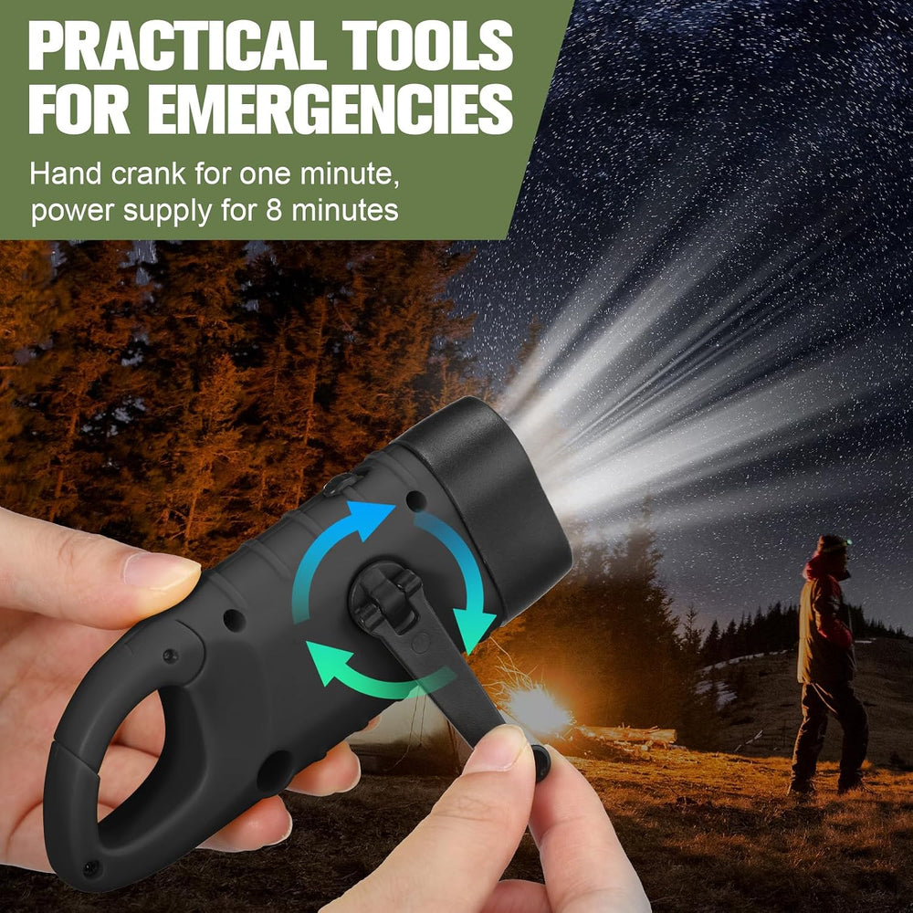 Mudder 6 Pack Hand Crank Flashlights Solar Powered Flashlight, Green,Black