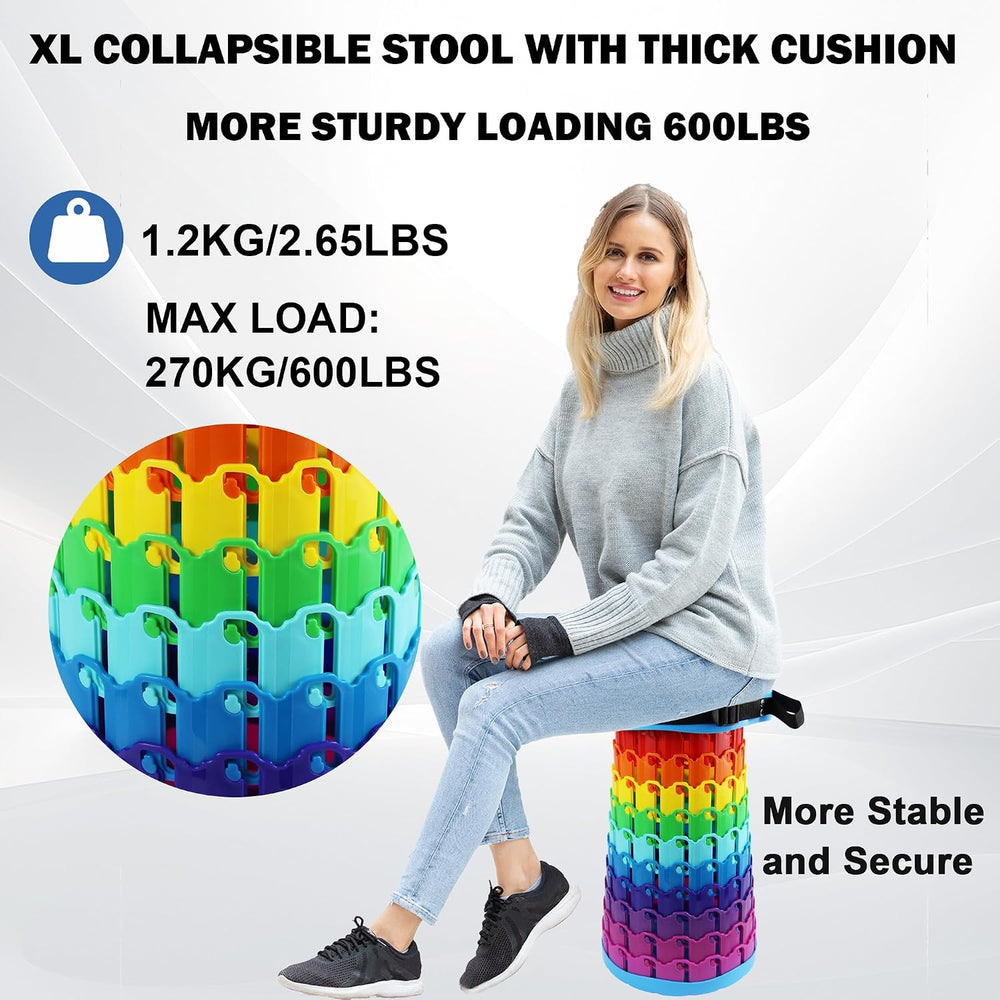 ALEVMOOM 2026 Collapsible Stool with Thick Cushion, H18.1 D10.24 More Sturdy ...