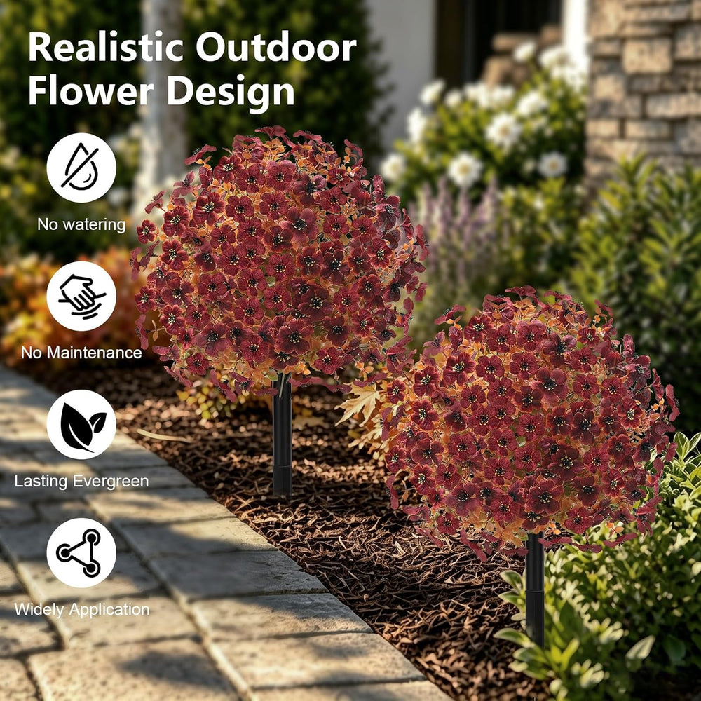 2Pcs Artificial Fall Flowers for Outdoors, Fake Mums Plants Autumn Decor