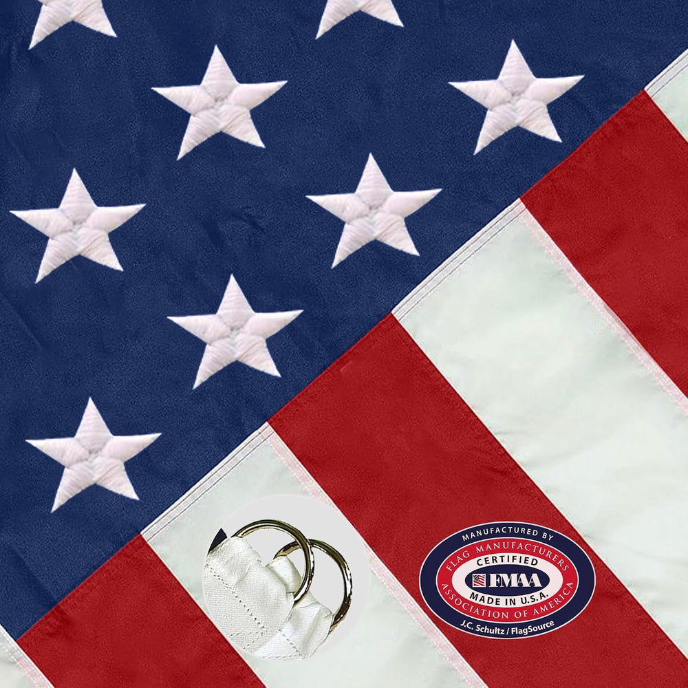 American Flag with Embroidered Stars and Sewn Stripes, Polyester - 15x25 ft