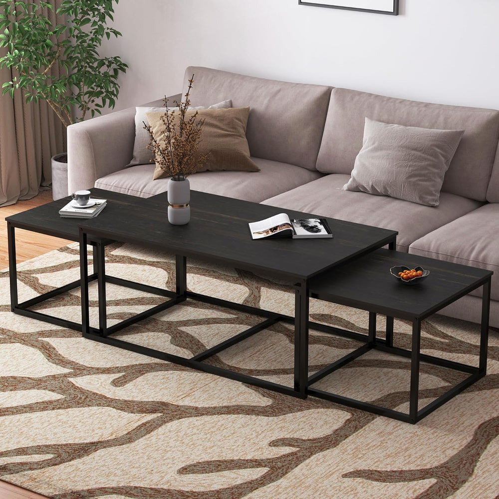 Nesting Coffee Tables,3 Piece Living Room Coffee Table,Industrial Rectangular...