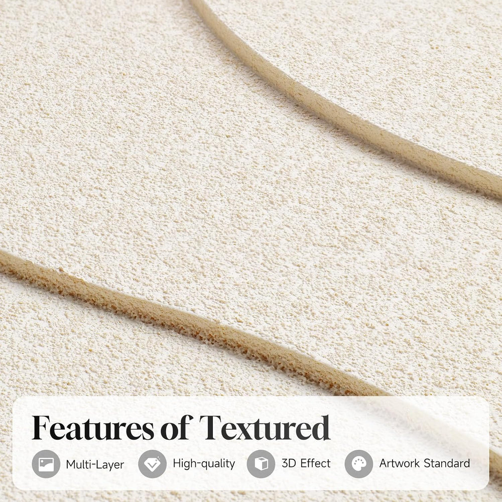 Framed 3D Textured Wall Art, Modern Abstract Artwork for Walls (White)