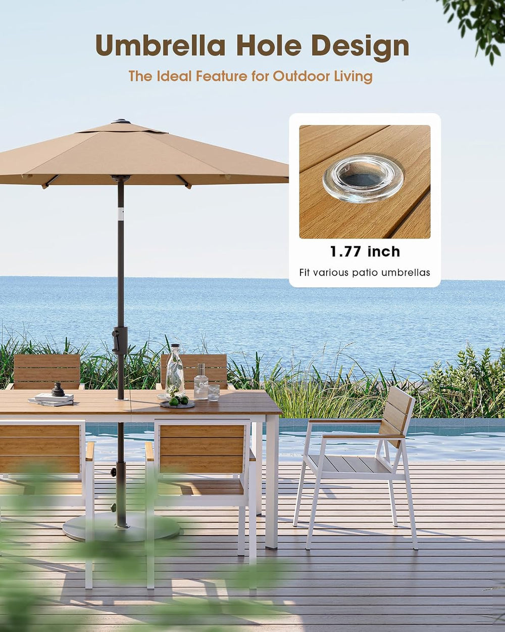 Outdoor Dining Set, Aluminum & HDPS Outdooor Table and Chairs Set