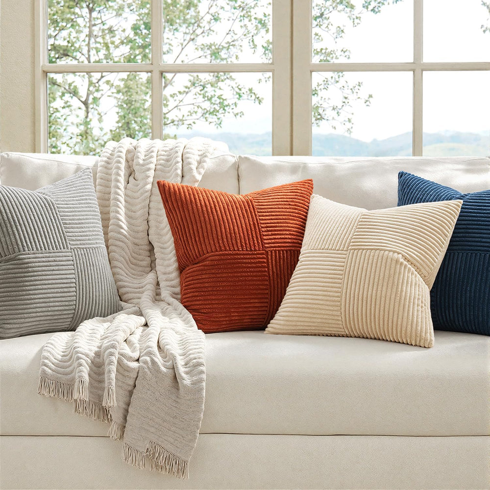 MIULEE Blue Rust Throw Pillow Covers 18x18 Inch Set of 4 Boho Farmhouse Cushi...