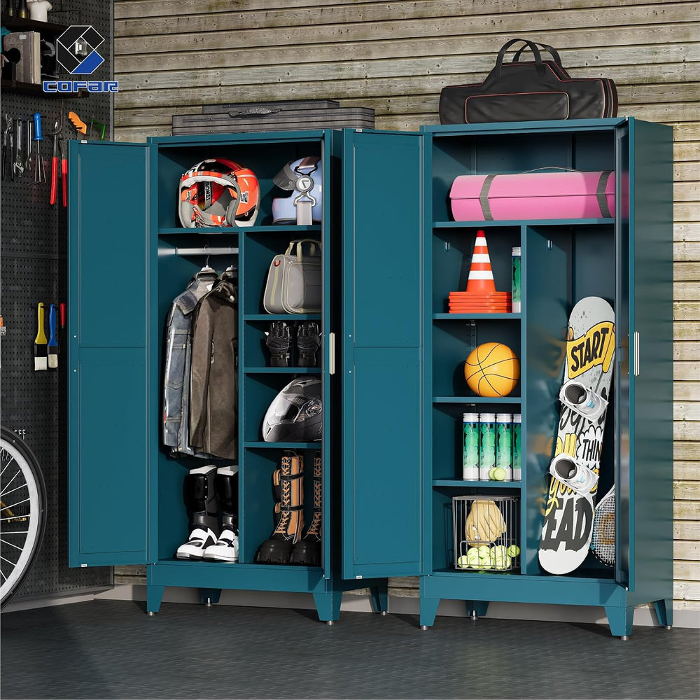 COFaR 71'' Tall Wardrobe Closet with Doors, Metal Bedroom Armoire wit...
