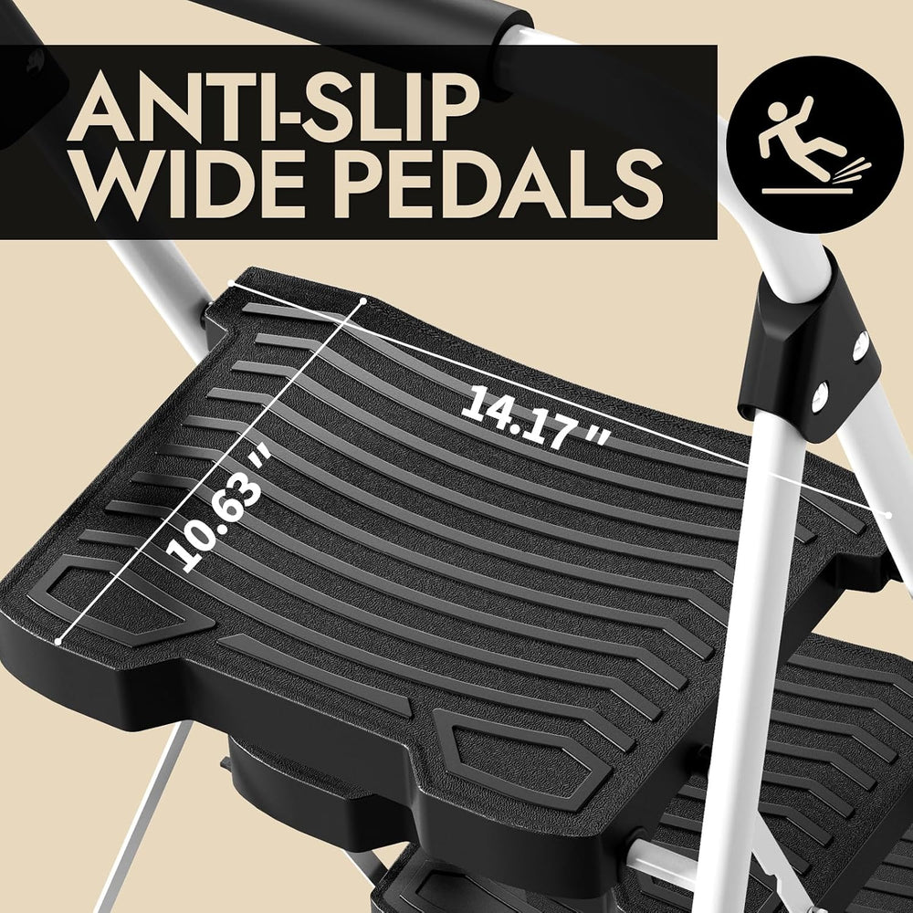 KINGRACK 3 Step Folding Ladder, 900 lbs Load Capacity, Non-Skid Large Pedals,...