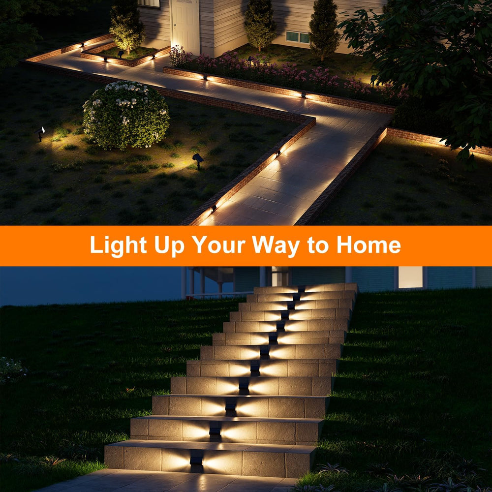 16-Pack Solar Step Lights, Waterproof, Warm White Dual-Sided Glow