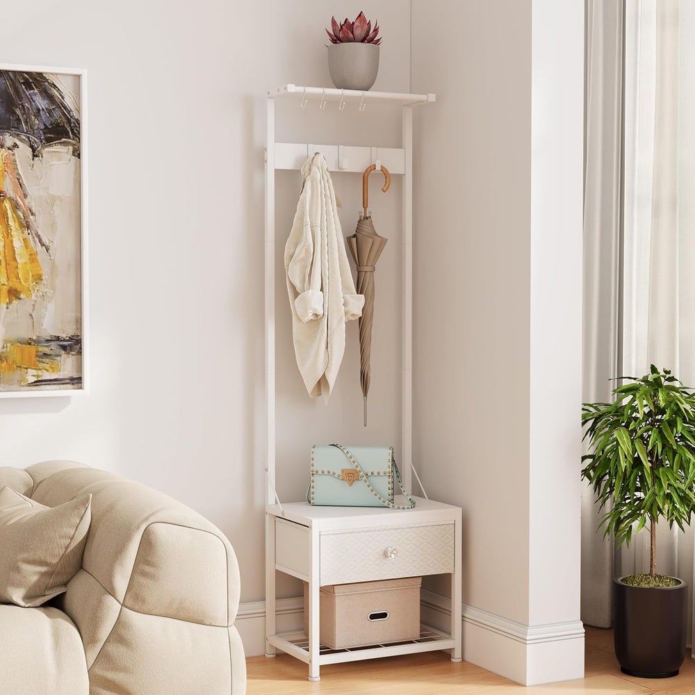 LUMTOK Hall Tree with Shoes Bench Storage,Small Coat Rack with Drawers