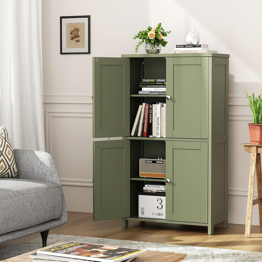 Shintenchi Bathroom Storage Cabinet 4 Doors & Adjustable Shelves Green