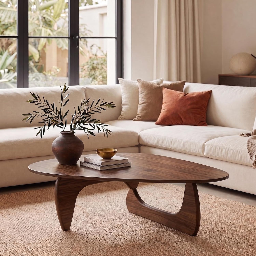 39" Coffee Table for Living Room Mid Century Modern Center Table with So...