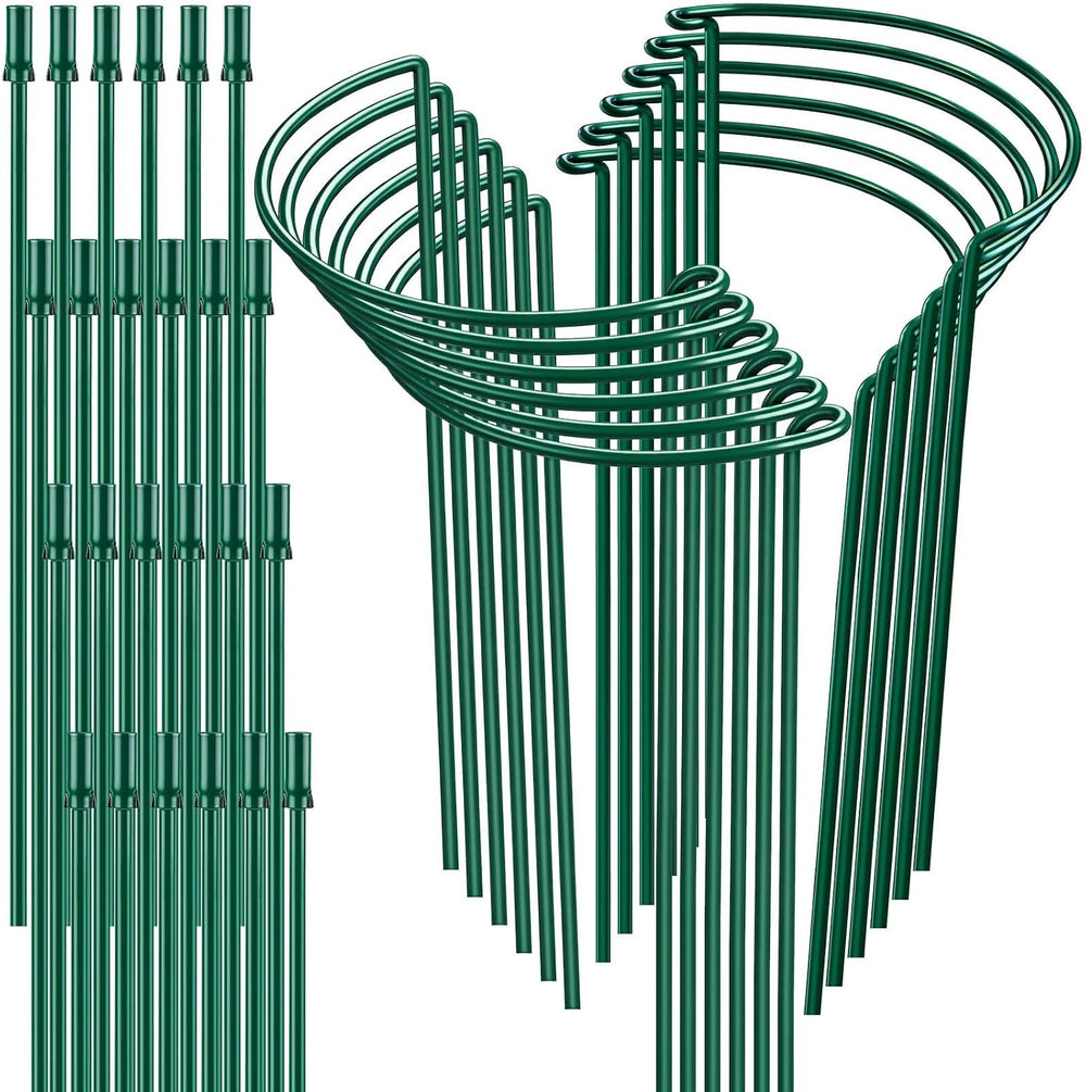 12 Pack 32 or 16 inch Adjustable Plant Support Stakes, Heavy-Duty Half Round ...