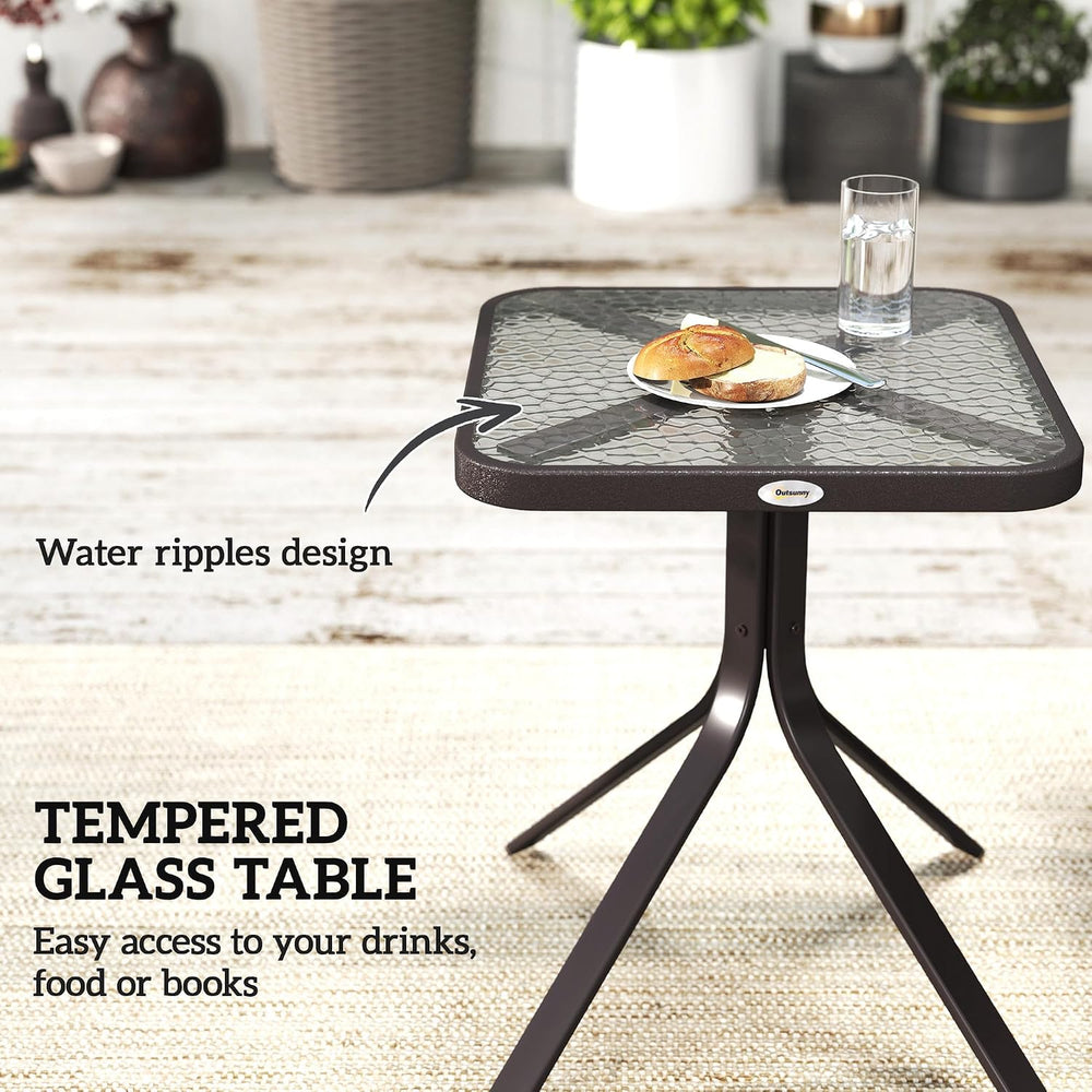 Outsunny 3 Piece Outdoor Glider Chair Coffee Table Bistro Set Gray