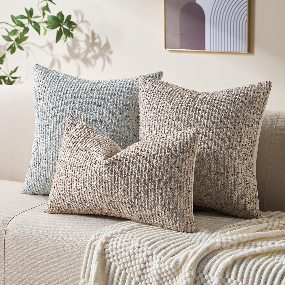 Allorry Throw Pillow Covers 12x20 Soft Wool Cushion Decorative Beige012A12
