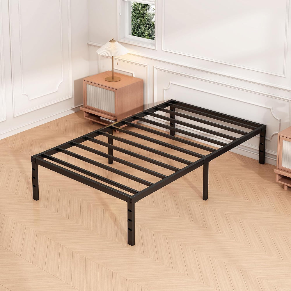 Hafenpo 14 Inch Twin Bed Frame, Under Bed Storage, Black