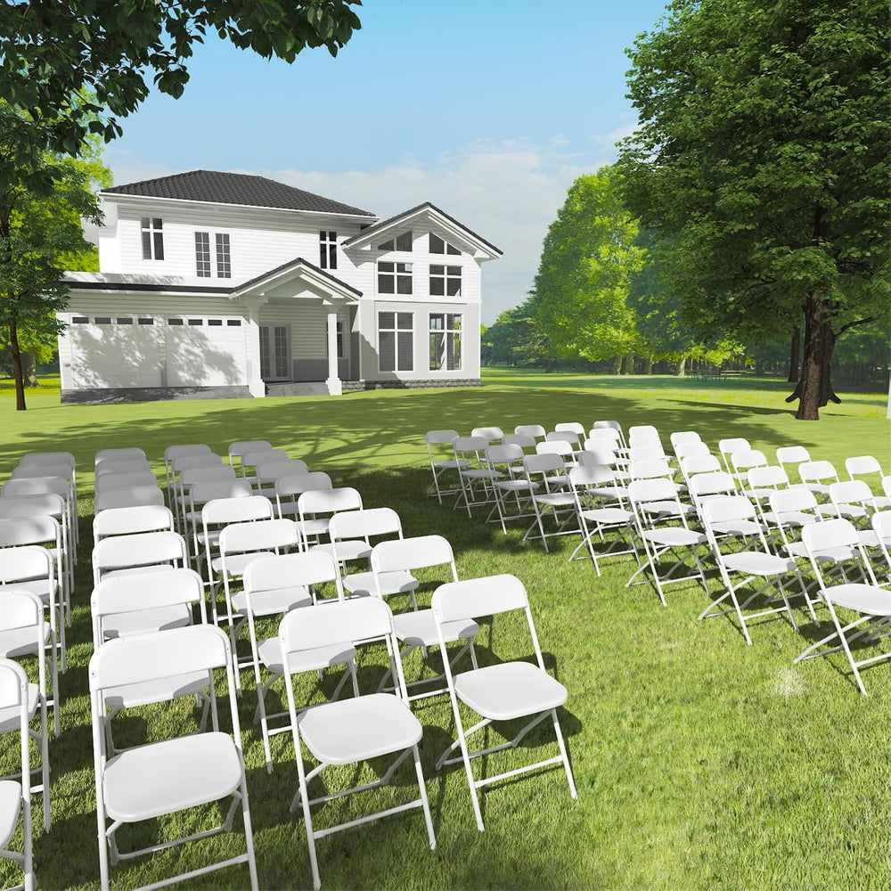 6 Pack White Folding Chairs for School Events Wedding Party Picnic